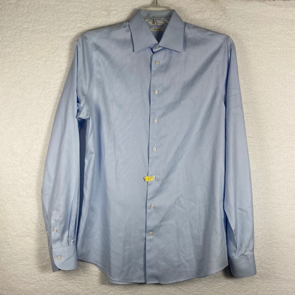 Suitsupply Traveller Light Blue Slim Fit Cotton Dress Shirt 15.5 39L Long Sleeve